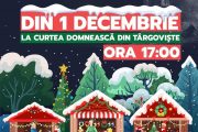 Curtea Domnească din Târgoviște, atracție de sărbători: concert pe 1 Decembrie, patinoar, căsuțe cu dulciuri, colindători și mii de luminițe (detalii)